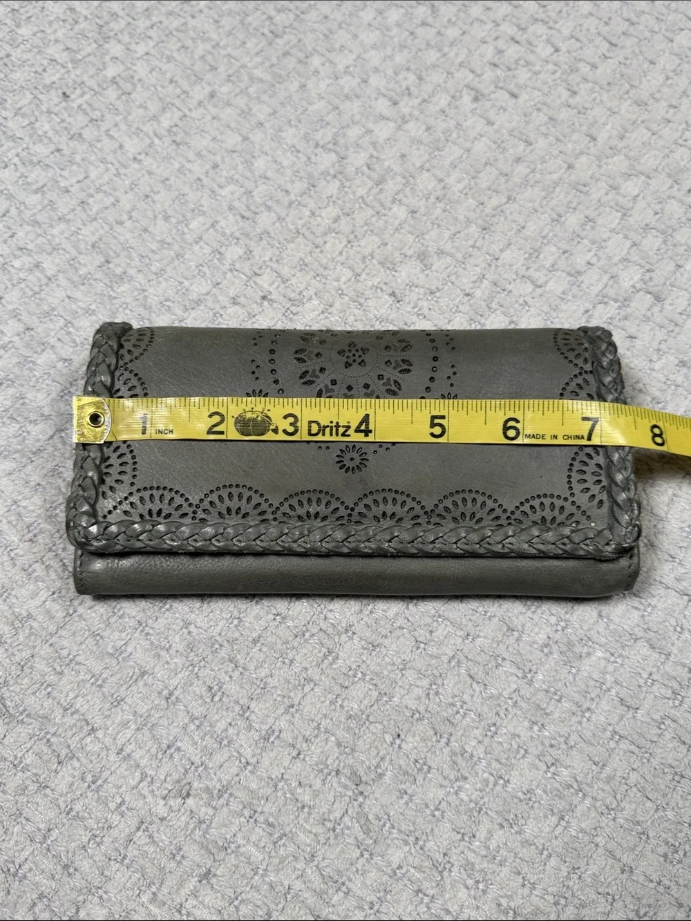 Vintage Leather Embellished Leather Wallet Green Mandala Braided